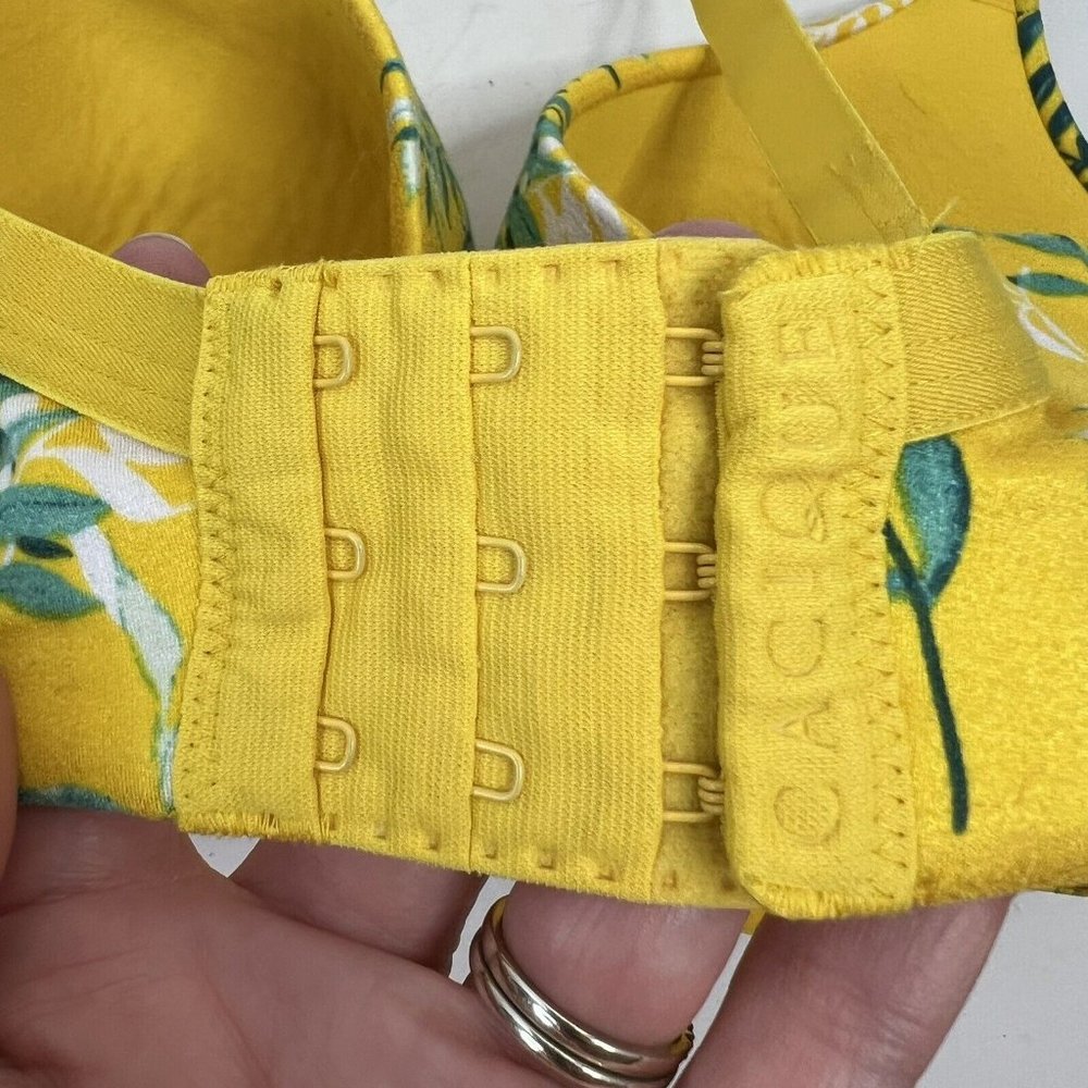 Cacique Lightly Lined T-shirt Full Coverage Underwired Bra Yellow Floral Sz 38DD - Picture 5 of 12